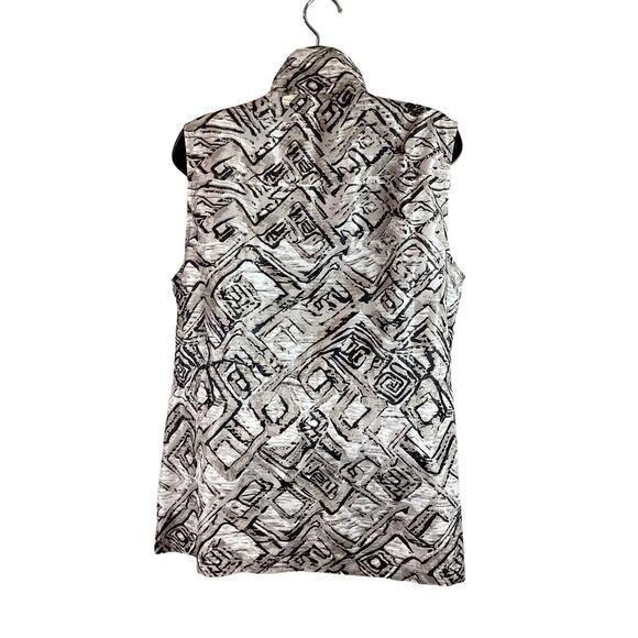 Weekends By Chicos Argyle Diamond Tan Lightweight Vest Cinch Waist Size 2 Large - Picture 7 of 10